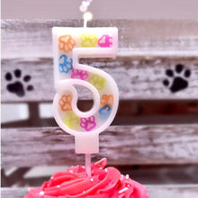 Load image into Gallery viewer, Dog Birthday Party  Paw  Candle Single Numbers