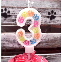 Load image into Gallery viewer, Dog Birthday Party  Paw  Candle Single Numbers
