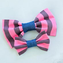 Load image into Gallery viewer, Pink Neon Striped Bowtie