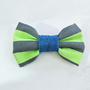 Green Neon Striped Bowtie