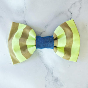 Lime Neon Striped Bowtie