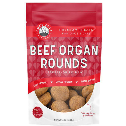 Oma's Pride freeze dried beef organ rounds 1.5oz