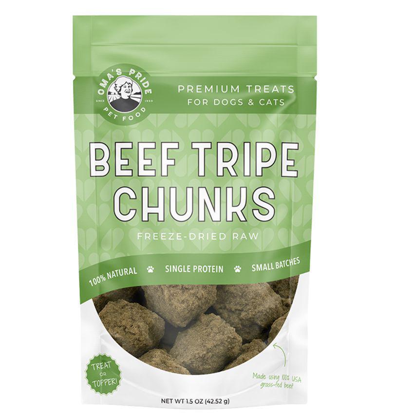 Oma's Pride freeze dried beef tripe chunks 1.5oz