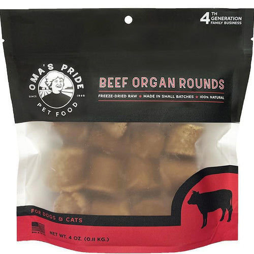 Oma's freeze dried beef organ rounds 4oz