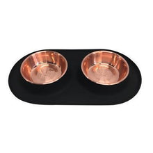 Load image into Gallery viewer, Messy Mutts Double Feeder Black and Copper