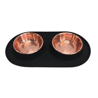 Messy Mutts Double Feeder Black and Copper