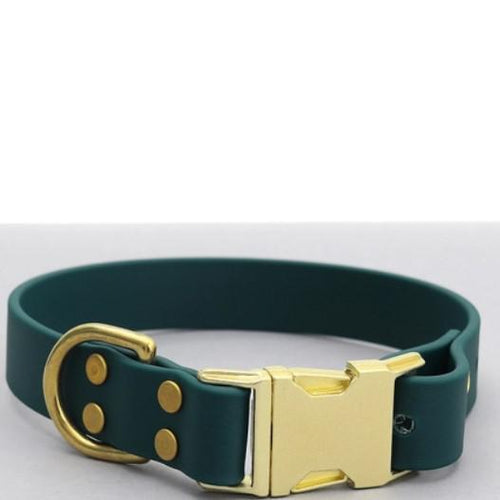 Mimi green Waterproof Leather Alt Collar Forest Green Brass