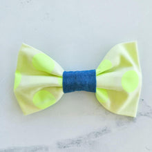Load image into Gallery viewer, Blue Neon Dotted Mini Bowtie