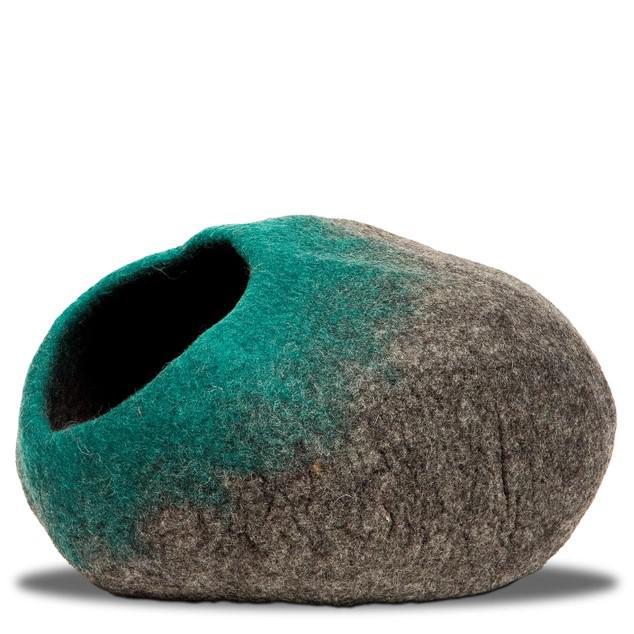 Dharma Ombre Wool Pet Cave, Grey & Teal