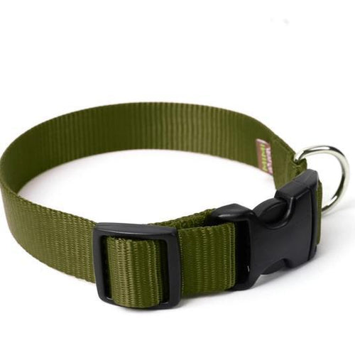 Mimi Green Nylon Webbing Dog Collars Army Green