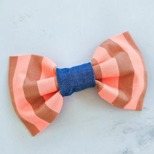 Orange Neon Striped Bowtie