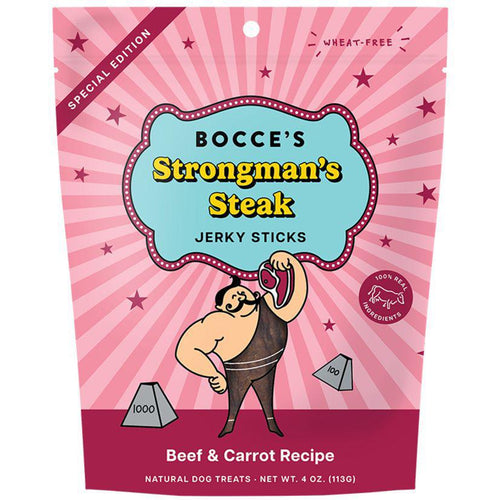 Bocce's jerky sticks strongman's steak 4oz