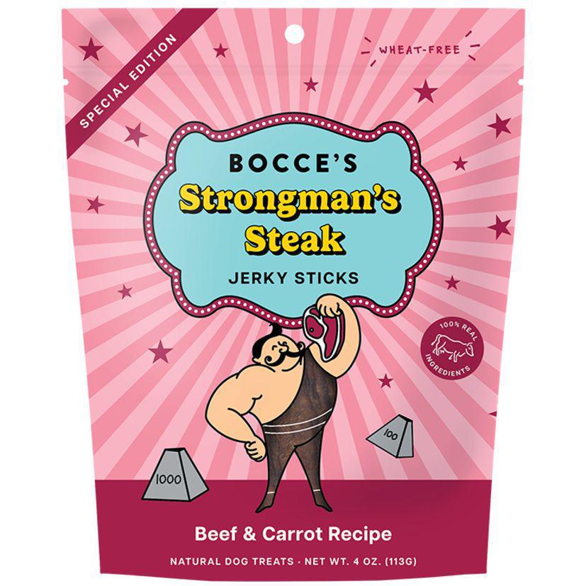 Bocce's jerky sticks strongman's steak 4oz