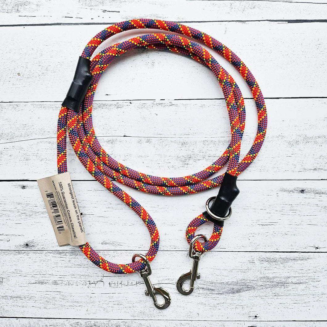 Versatile Climbing Rope leash Orange & Blue