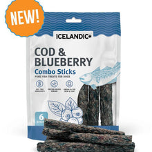 Load image into Gallery viewer, icelandic Cod &amp; Blueberry Combo Sticks 2oz