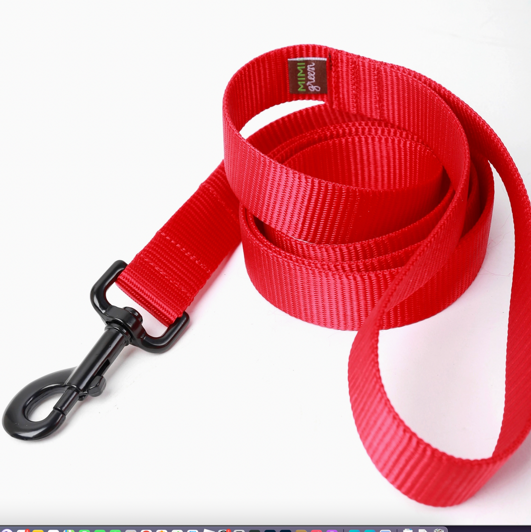 Mimi Green Nylon Webbing  Leash Red