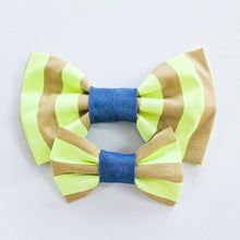 Load image into Gallery viewer, Lime Neon Striped Bowtie