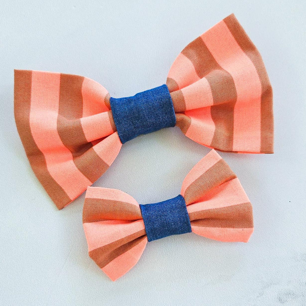 Orange Neon Striped Bowtie