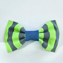 Load image into Gallery viewer, Green Neon Striped Bowtie