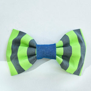 Green Neon Striped Bowtie