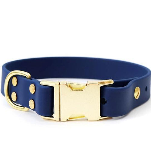 Mimi green Waterproof Leather Alt Collar Navy Blue Brass