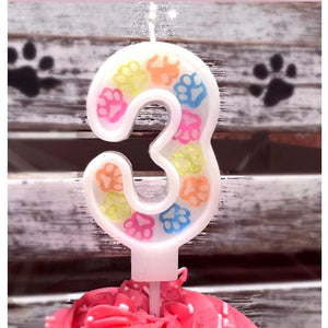 Dog Birthday Party  Paw  Candle Single Numbers