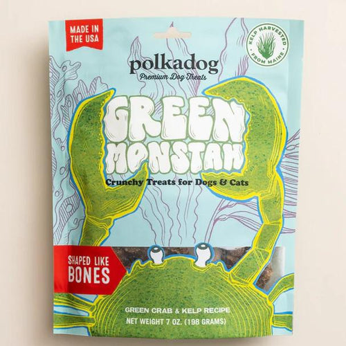 polka dog  green monstah bones 7oz