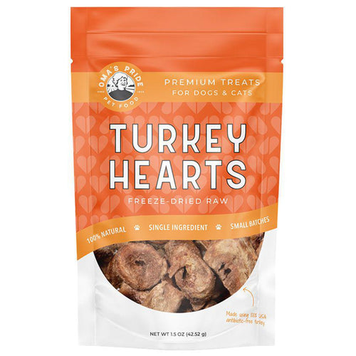 Oma's Pride freeze dried turkey hearts sliced 1.5oz