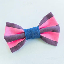 Load image into Gallery viewer, Pink Neon Striped Bowtie