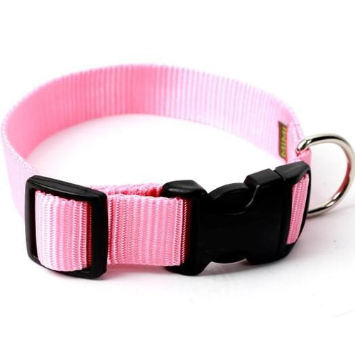 Mimi Green Nylon Webbing Dog Collars  Pink