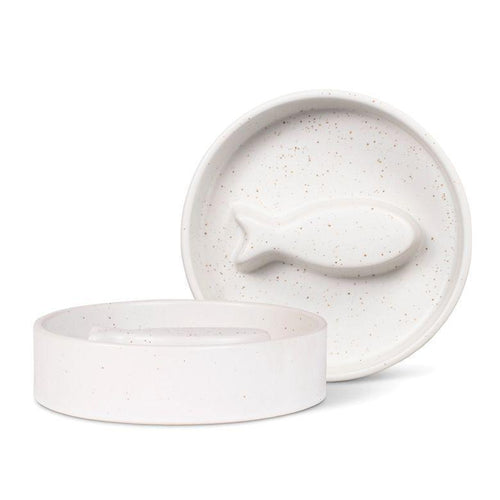 Speckled fish bone medium slow feeder pet bowl