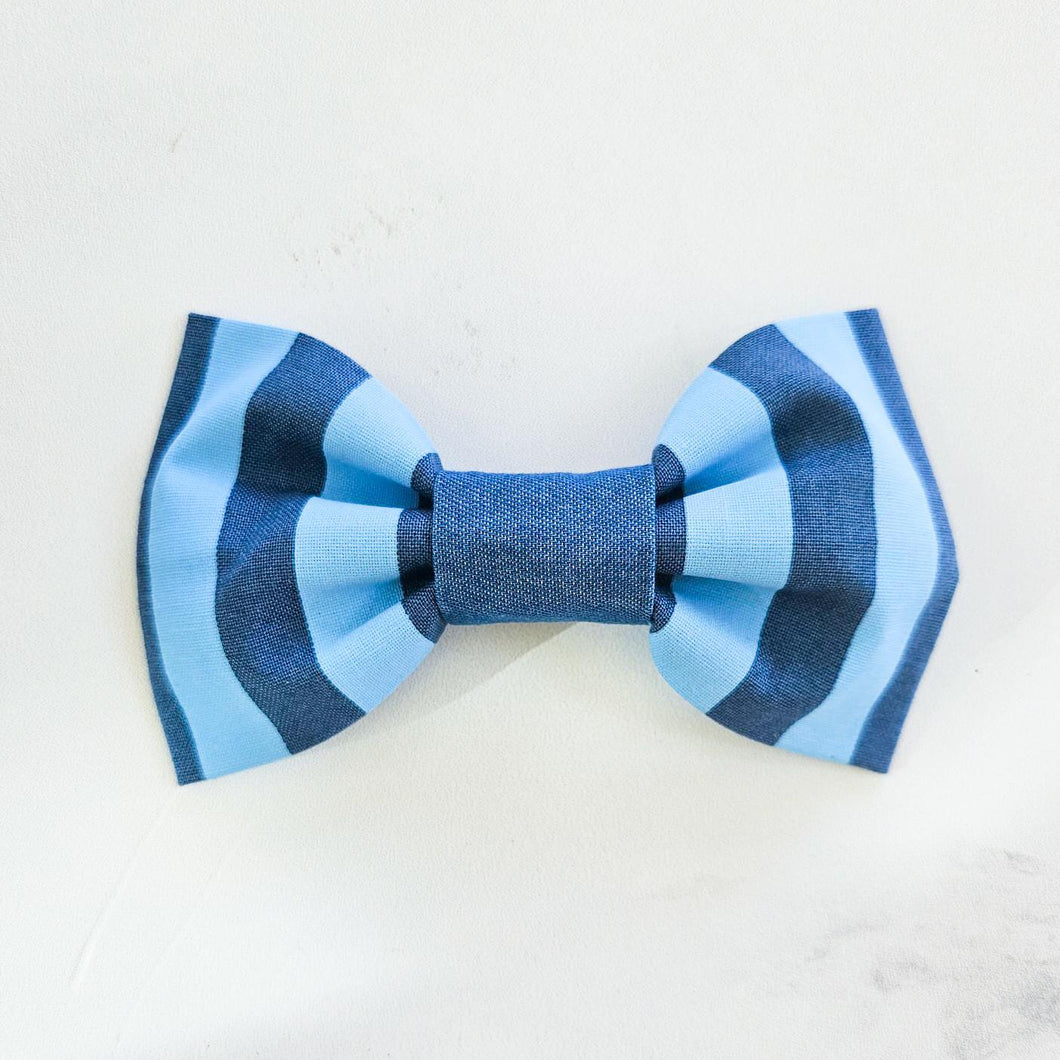 Blue Neon Striped Bowtie