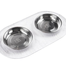Load image into Gallery viewer, Messy Mutts Double Silicone Dog Feeder - Stainless Steel Bowls
