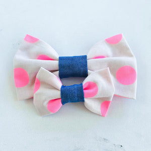 Pink Neon dot Bowtie