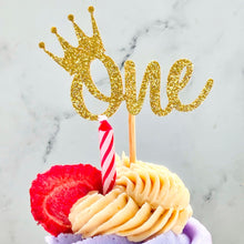 Load image into Gallery viewer, Cake Topper One Gold