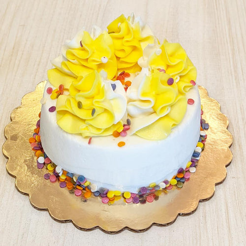 Yellow Sprinkles Soft Frosting dog cake